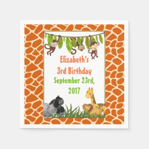 Serviette En Papier Safari Jungle Animal Thème Anniversaire