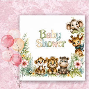 Serviette En Papier Safari Jungle Animaux Aquarelle Baby Shower