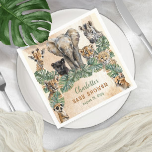 Serviette En Papier Safari Jungle Animaux sauvages Baby shower neutre