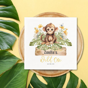 Serviette En Papier Safari Jungle Singe Aquarelle Tropicale Anniversai