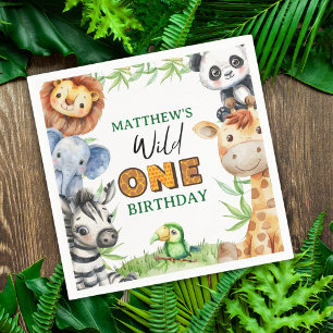 Serviette En Papier Safari Jungle Wild One 1er anniversaire