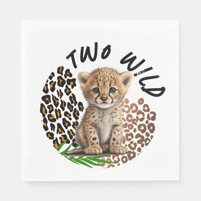Serviette En Papier Safari Leopard Anniversaire Wild One Two Wild Part (Devant)