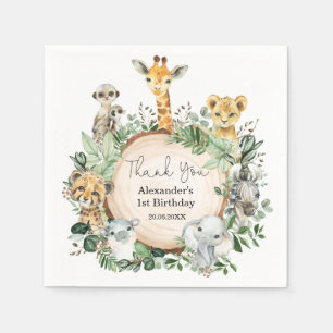 Serviette En Papier Safari moderne Animaux sauvages Fête de verdure