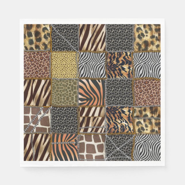 Serviette En Papier Safari patchwork Papier serviettes (Devant)
