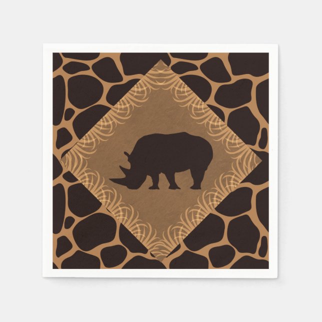 Serviette En Papier Safari Thème Rhinoceros (Devant)
