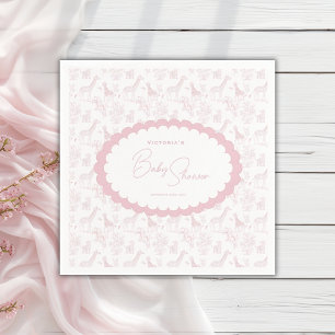 Serviette En Papier Safari Toile Rose Vintage Baby Shower