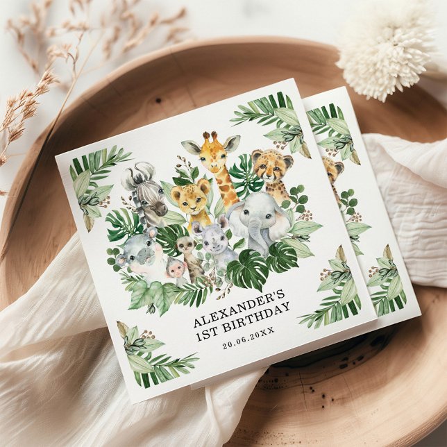 Serviette En Papier Safari tropical Animaux sauvages de la Jungle (Créateur téléchargé)