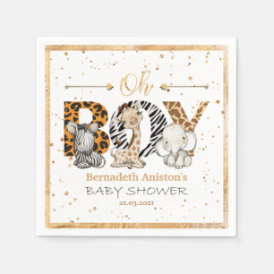 Serviette En Papier Safari Wild Oh Boy ! Baby shower serviettes