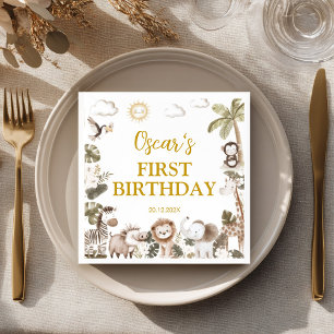 Serviette En Papier Safari Wild One Fête d'anniversaire Animaux de la