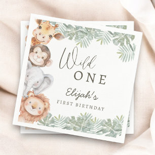 Serviette En Papier Safari Wild One pour le 1er anniversaire d'un garç