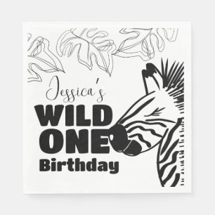 Serviette En Papier Safari Zèbre Dessin à la Main Anniversaire Fête Sa