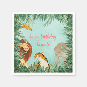 Serviette En Papier Safari Zoo Jungle Animaux Enfants Fête d'anniversa
