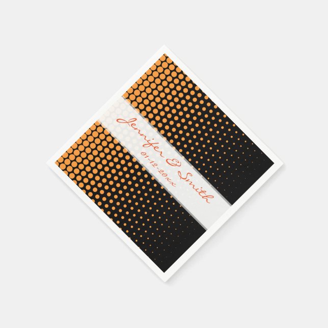 Serviette En Papier Saffron Polka Dot Noir moderne (Coin)