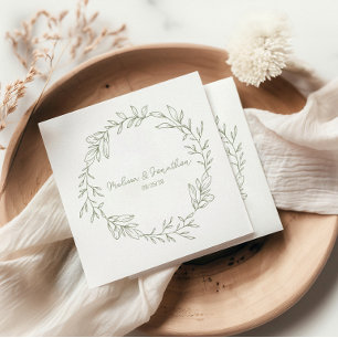 Serviette En Papier Sage Boho Fleurs Mariage Bohème Romantique