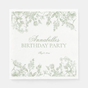 Serviette En Papier Sage Chinoiserie Vintage Floral Anniversaire Desse