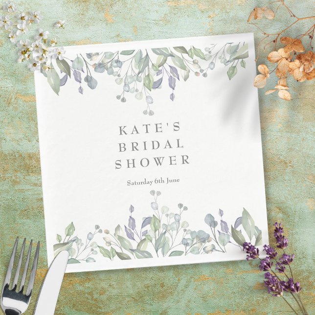 Serviette En Papier Sage et Lilac Aquarelle Floral Fête de Mariage (Créateur téléchargé)