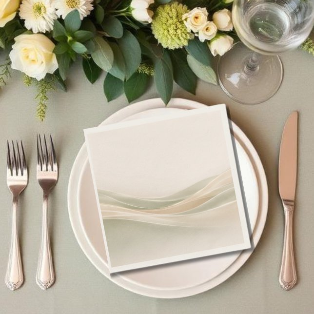Serviette En Papier Sage Green and Ivory (Sage Green and Ivory Napkins )