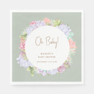 Serviette En Papier Sage Green Boho Cactus Désert Oh Baby shower