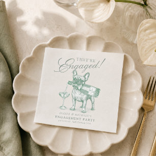 Serviette En Papier Sage Green Bouledogue Français Champagne Fiançaill