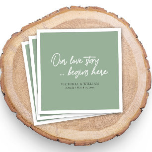Serviette En Papier Sage Green Dreams : Enchanter le Mariage de script
