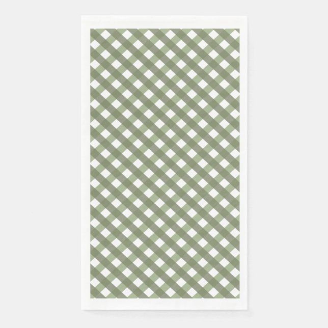 Serviette En Papier Sage Green En vichy Motif (Devant)