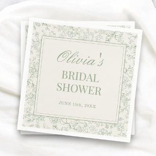 Serviette En Papier Sage Green et Ivoire Fleurs de Mariage de Douche M