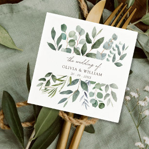 Serviette En Papier Sage Green Eucalyptus Mariage feuille verte
