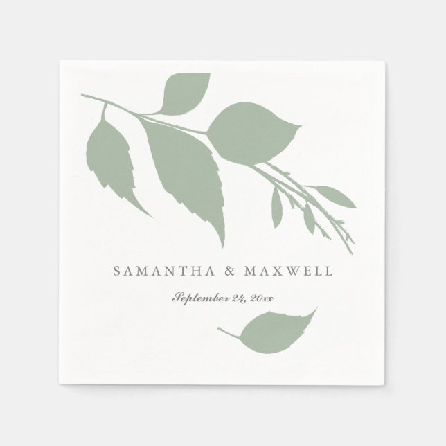 Serviette En Papier Sage Green Feuille Custom Cocktail Napkins (Devant)