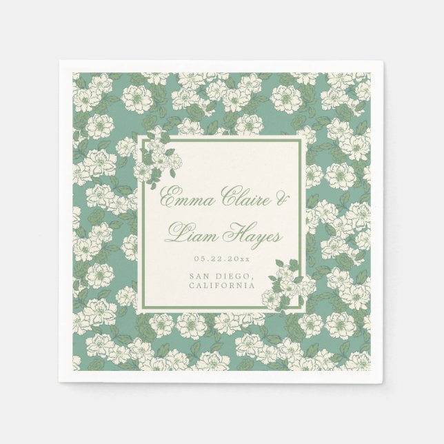 Serviette En Papier Sage Green Garden Chinoiserie (Devant)