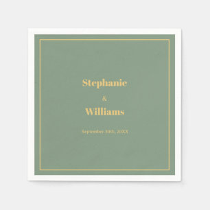 Serviette En Papier Sage Green Gold Golden Elegant Minimal Mariage