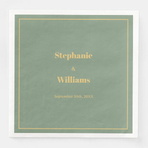 Serviette En Papier Sage Green Gold Golden Elegant Minimal Mariage