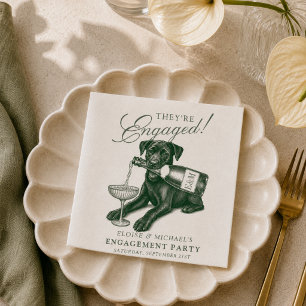 Serviette En Papier Sage Green Labrador Retriever Champagne Fiançaille