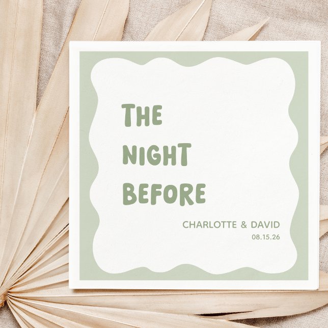 Serviette En Papier Sage Green Moderne Soirée de fête de bienvenue Dîn (Elevate 'The Night Before' with these elegant sage green napkins at your chic rehearsal dinner.)
