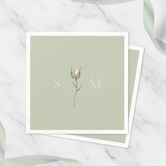 Serviette En Papier Sage Green Monogram Wedding (Créateur téléchargé)