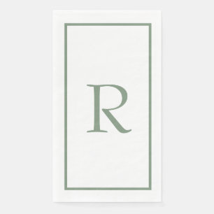 Serviette En Papier Sage Green Monogramme Nom Mariage Fête des mariées