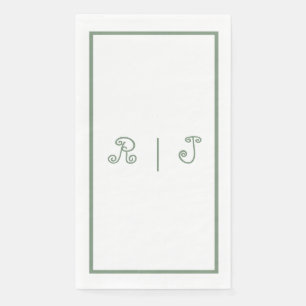 Serviette En Papier Sage Green Monogrammes Initiales Lettres 2025 Mari