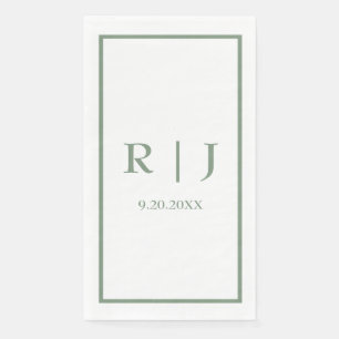 Serviette En Papier Sage Green Monogrammes Simple Elegant Classy Maria