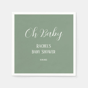 Serviette En Papier Sage Green Oh Baby Script mignon Baby shower moder