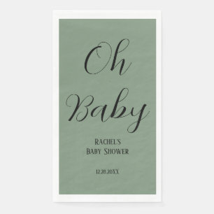 Serviette En Papier Sage Green Oh Baby Script mignon Baby shower moder