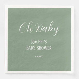 Serviette En Papier Sage Green Oh Baby Script mignon Baby shower moder