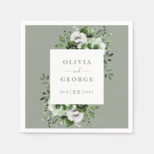 Serviette En Papier Sage Green Pays Élégant Floral Mariage Napkin
