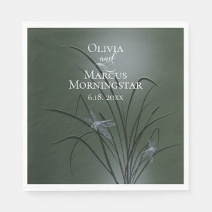 Serviette En Papier Sage Green Purple Dragonfly