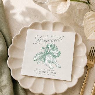Serviette En Papier Sage Green Roi Cavalier Champagne Fiançailles
