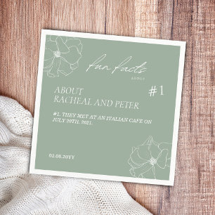 Serviette En Papier Sage Green Script Floral Fun Faits Mariage