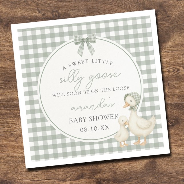 Serviette En Papier Sage Green Silly Goose Storybook Baby Shower (Créateur téléchargé)