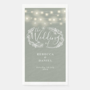 Serviette En Papier Sage Green String éclaire le Mariage floral
