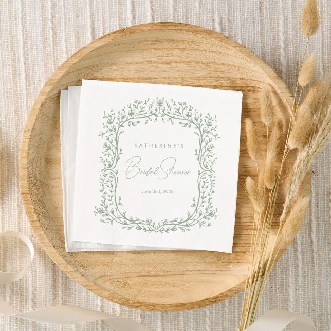 Serviette En Papier Sage Green Toile Cocktail Napkin (Créateur téléchargé)