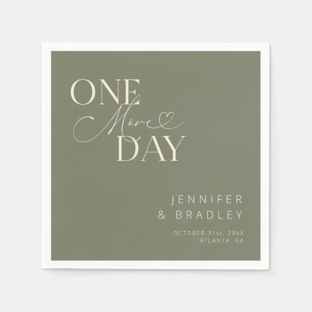 Serviette En Papier Sage Green Un Dîner De Répétition D'Une Journée De (Devant)