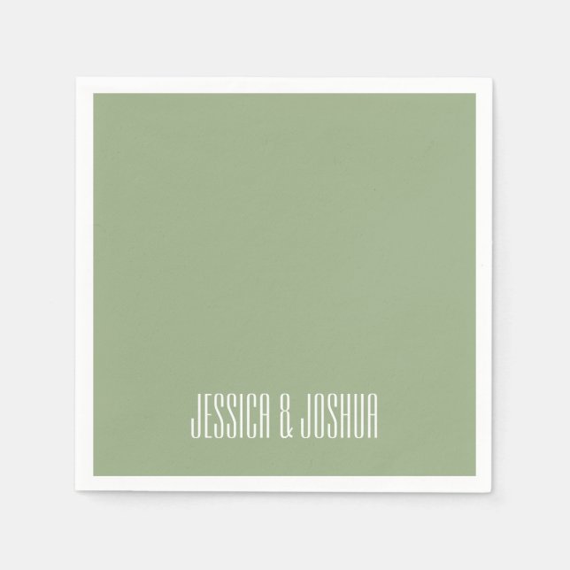 Serviette En Papier Sage Green White Ultra Modern Mariage (Devant)