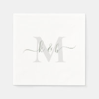 Sage & Gris Monogramme Swash Script Blanc Cocktail